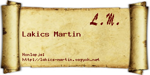 Lakics Martin névjegykártya