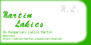 martin lakics business card